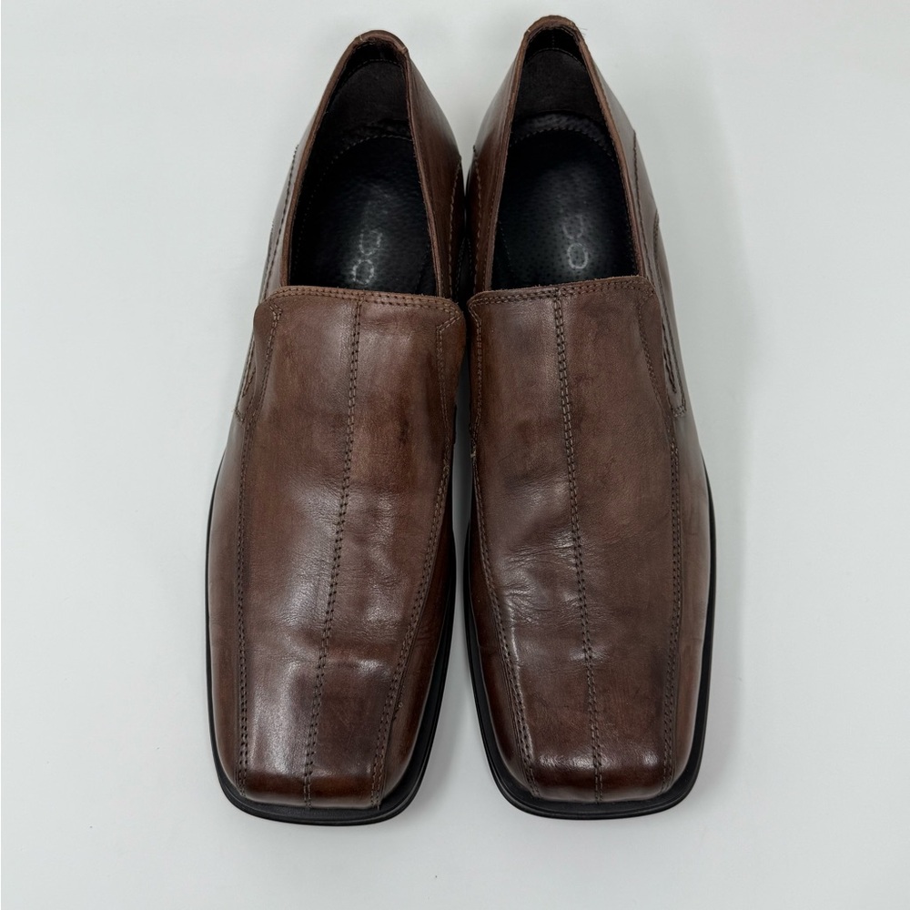 Aldo Brown Leather Slip-On Square Toe Loafers, Size 11